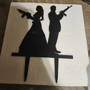 Black Silhouette Cake Topper for Weddings